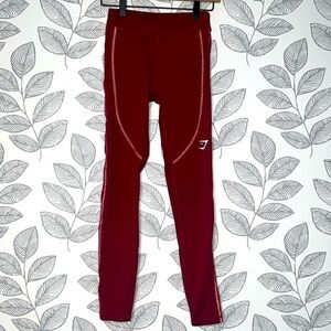 Gymshark High Waist‎ Leggings XS Full Ankle Length Wine Plum Contouring Stretchy